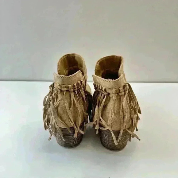 American Eagle Boots Brown Tan Suede Fringed Side Zip Womens Size 9.5 - Picture 4 of 10